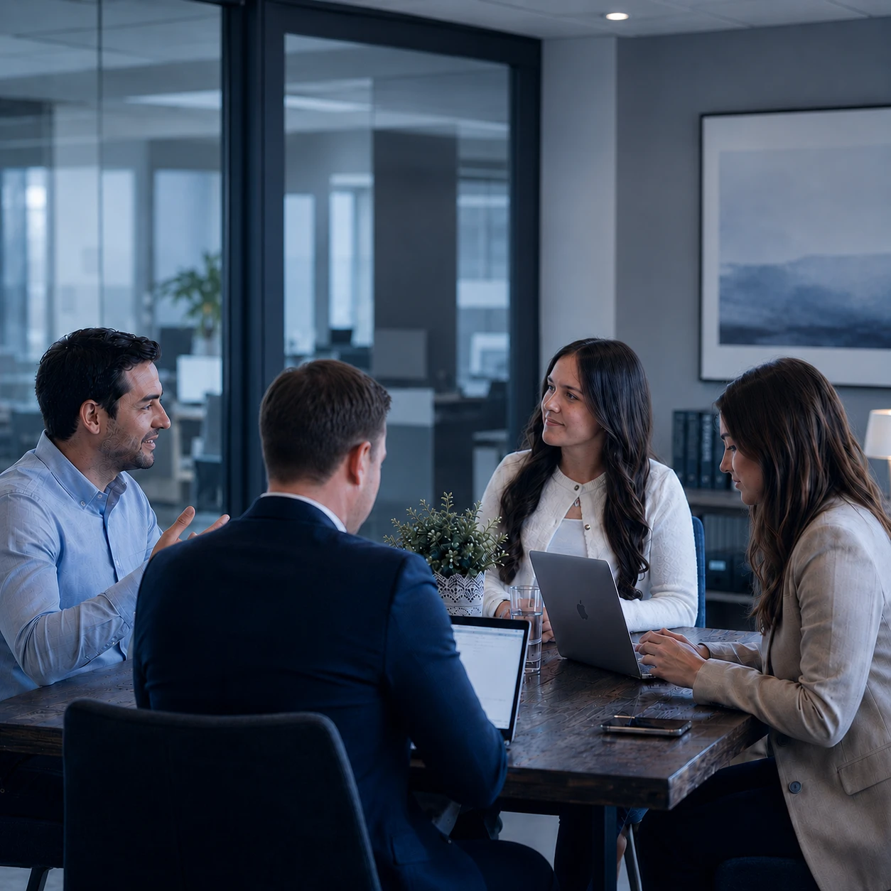 Besprechung im Team mit Mandanten